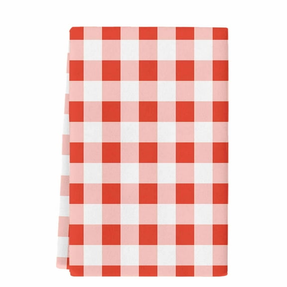 Dish Towels, Farmhouse Vintage Absorbent Kitchen Towels 1 PC, Gingham Checkered Texture Microfiber Hand Towels Dish Cloths Tea Towels for Home  Bathroom,18X28-Inch, Tomato Red