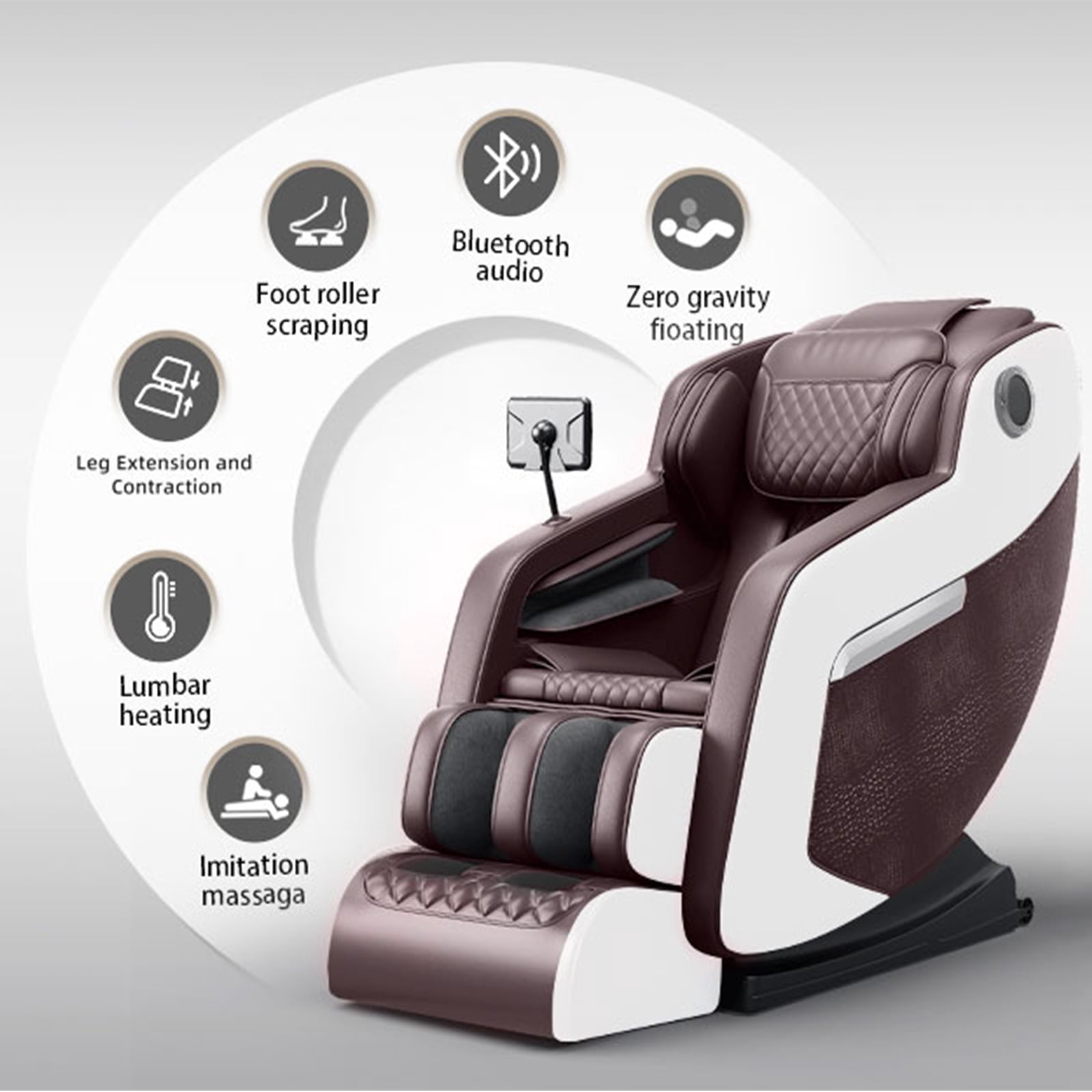 MAYEERTY Zero Gravity Massage Chair for Full Body, Lazy Chair Recliner with 20 Massage Points and 8 Rollers, Brown