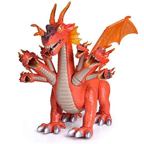 FUN LITTLE TOYS 10" Dragon Toys for Boys and Girls, 7 Headed Walking