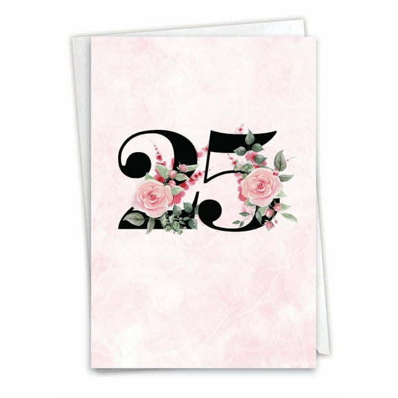 NobleWorks 25th Milestone Anniversary Greeting Card with 5 x 7 Inch Envelope (1 Card) Floral Couple 25 C10490MAG