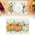 thumbnail image 2 of MOQIN Fall Thanksgiving Placemats, 12x18 Inch Orange Vintage Pumpkin Maple Leaf Decorative Autumn Harvest Seasonal Farmhouse Table Mat for Kitchen Dining Indoor Home Party Decoration, 2 of 7