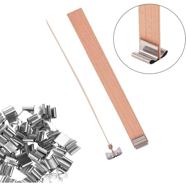 100 Pcs Wood Candle Wick Base Clips for Candle Making, Wood Wick Holder,  Wooden Wick Clips 