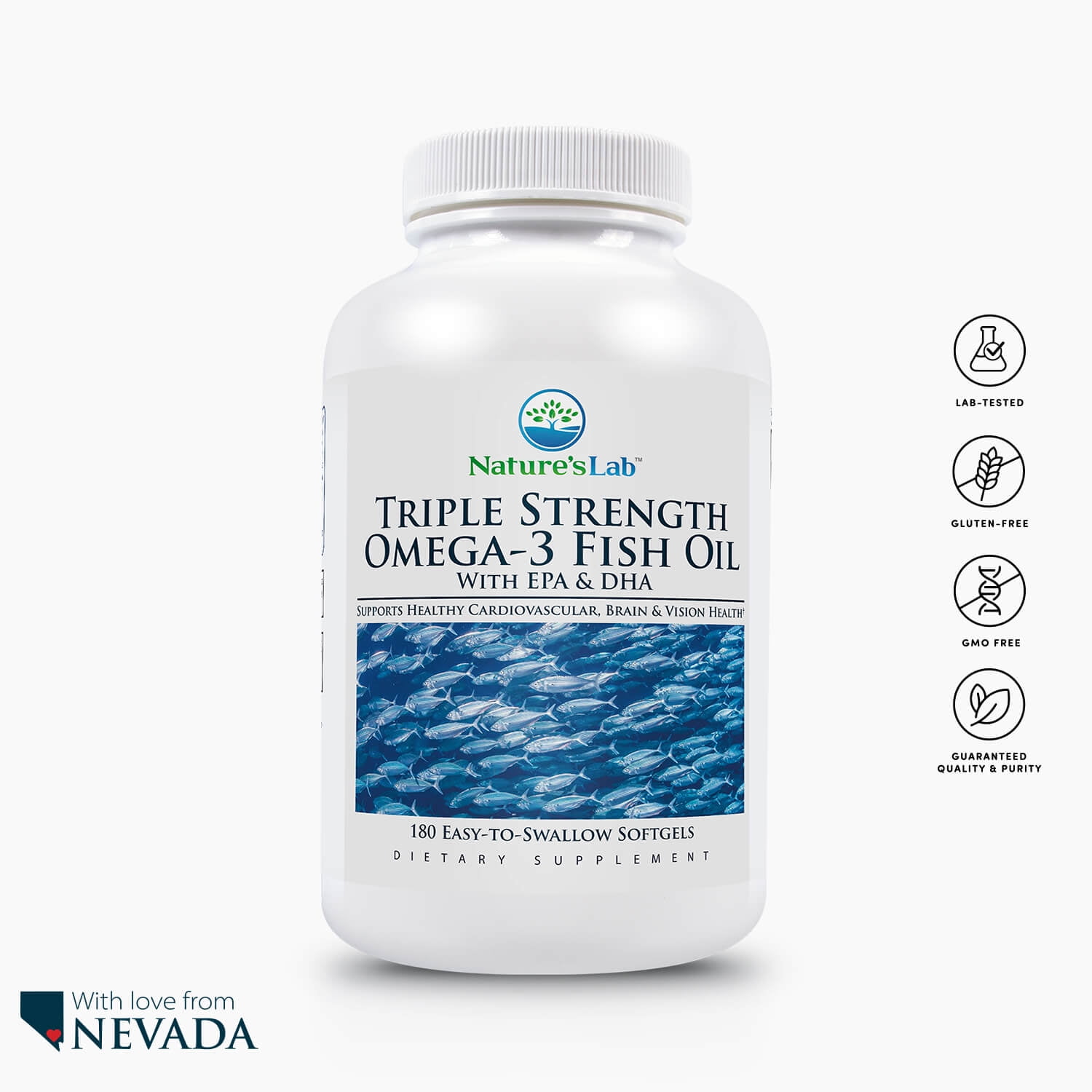 Nature's Lab Triple Strength Omega-3 Fish Oil with EPA & DHA - 180 Softgels
