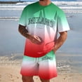 thumbnail image 2 of CONZONE Italy Day Men's 2 Pieces Outfits Gradient Color Short Sleeve T-Shirts Shorts Set for Men Breathable Summer Tracksuit, 2 of 4
