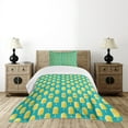 thumbnail image 4 of Ambesonne Ice Cream Quilted Bedspread Set 2 Pcs, Lemon Flavor Face, Twin Size, Teal Yellow, 4 of 5