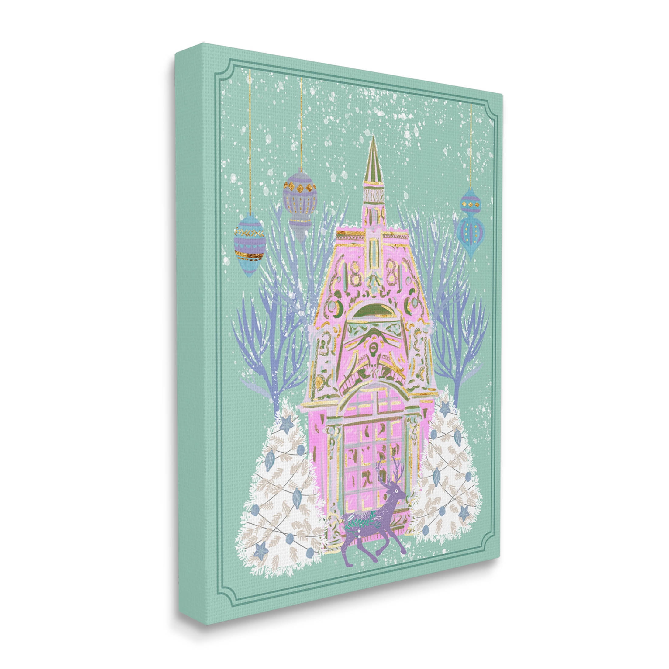 Stupell Industries Pastel Holiday Snowy Architecture Graphic Art Gallery Wrapped Canvas Print Wall Art, Design by Melissa Wang