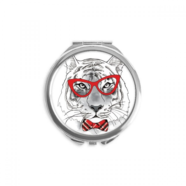 Glasses Tiger Handsome Animal Hand Compact Mirror Round Portable Pocket Glass