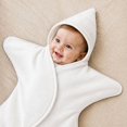 thumbnail image 6 of Loyni Star Shape Newborn Swaddle Sleep Sack Unisex Infant Coral Fleece Wearable Blanket Hooded Wrap Swaddle Soft Cozy Baby Sleeping Bag 0-3 Months White, 6 of 7