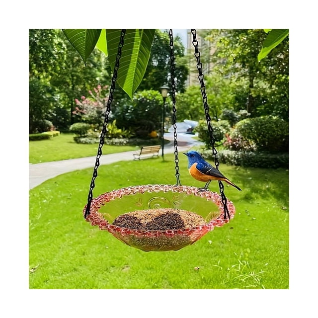 Hanging Bird Bath Outdoor Birdbath Bowl Hanging Bird Tray Feeder For Garden R2O2
