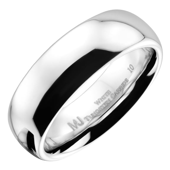 Metals Jewelry White Tungsten Carbide 7mm Wedding Band Polished Classic Ring Size 11.5