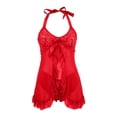 thumbnail image 5 of Ruiwill Lingerie Set For Women Halter Nightgown With Panties Set Lace Bowknot Women Lingeries Red, 5 of 5