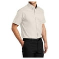 thumbnail image 4 of Mens Short Sleeve Easy Care Cotton/Polyester Shirt Light Stone/ Classic Navy X-Small, 4 of 6