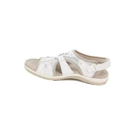 

Sanviglor Women s Outdoor Sandals Hook&loop Comfy Open Toe Flat Spring Casual Soft Summer Breathable Aech Support Beach White 5