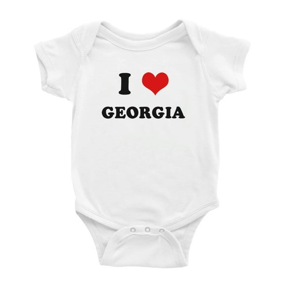I Heart Georgia US States Love Funny Baby Rompers Baby Clothes (White, 0-3 Months)