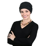 Women's Hat Fleece Beanie Cloche Cancer Headwear Chemo Ladies Winter Head Coverings Butterfly (Black)