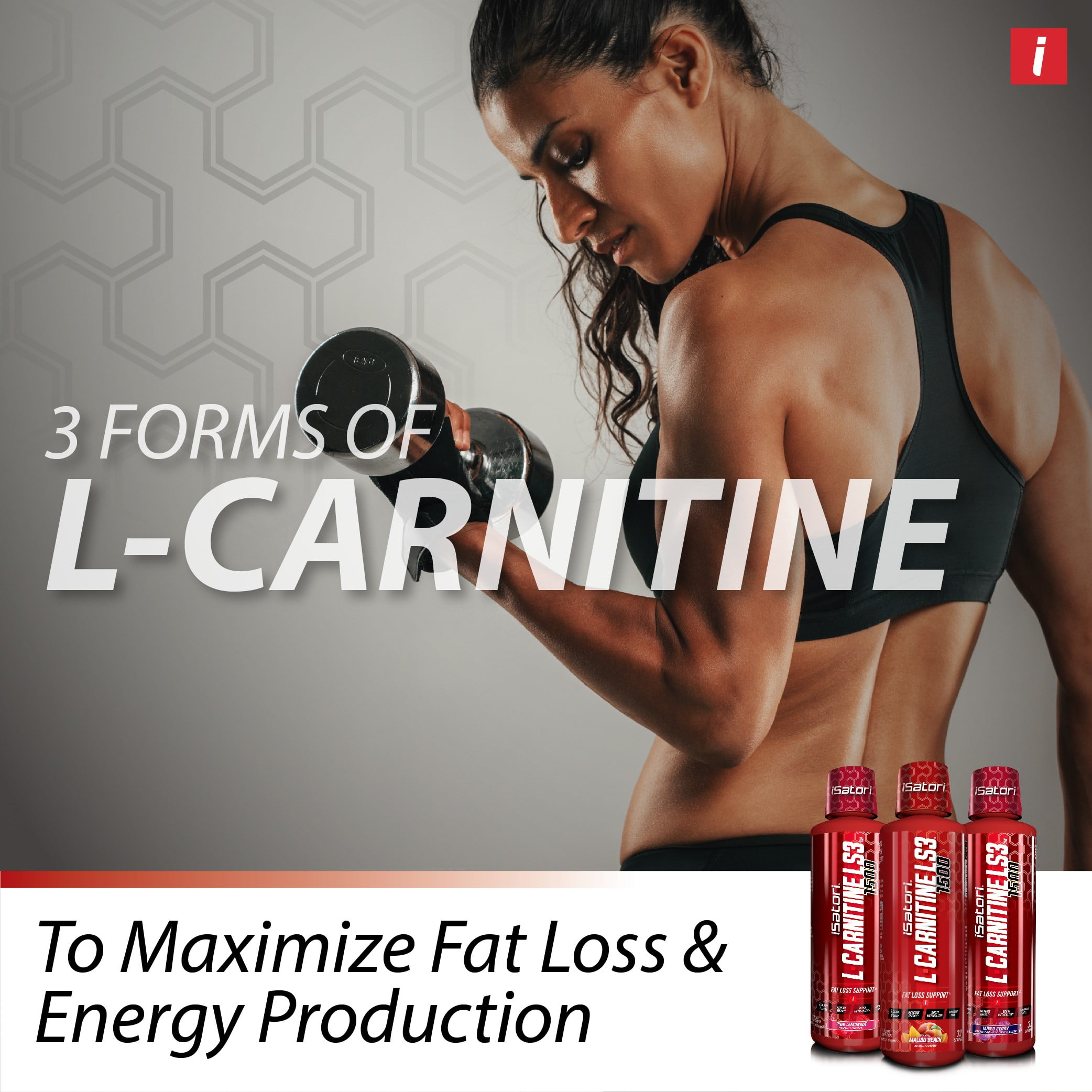 iSatori L-Carnitine LS3 Concentrated Liquid Fat Burner And Metabolism Activator - Fat Loss for Health And Fitness - Keto Friendly - Stimulant Free - Malibu Beach 1500mg - (32 Servings)