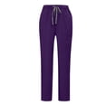 thumbnail image 5 of Women's Quick-Dry Scrub Work Uniform Set with V-Neck Short Sleeve Top & Pants, Pocketed Medical Nurse Outfit for Healthcare Professionals (Solid Color),Purple 2XL, 5 of 5