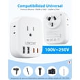 thumbnail image 4 of Adaptador de Enchufe LENCENT Blanco con 4 Salidas CA y 4 Puertos USB para Viaje de México a Australi, 4 of 7