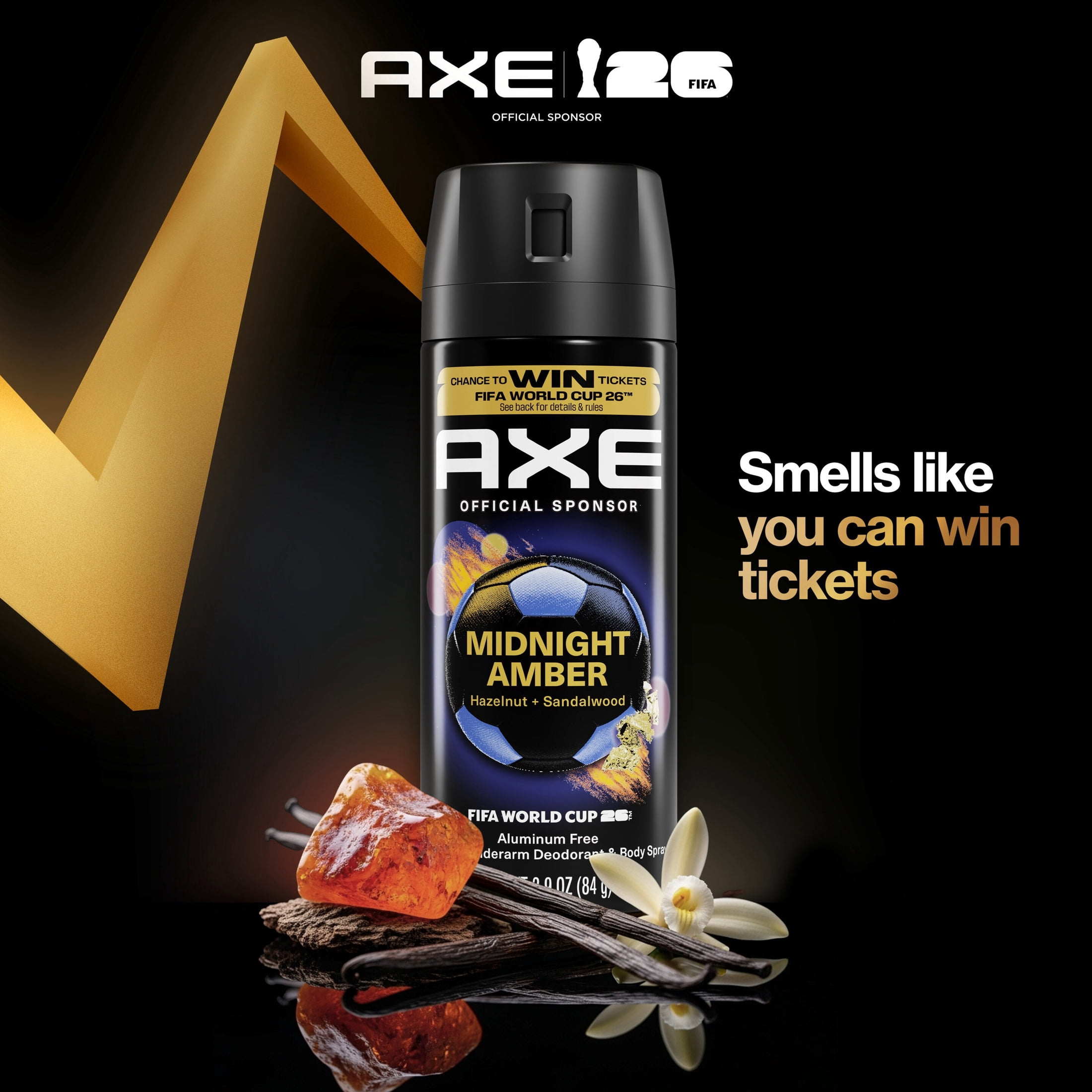 Axe Fine Fragrance Collection Body Spray 72 Hour Freshness Midnight Amber Aluminum Free, 2.9 oz