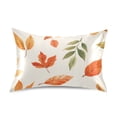 thumbnail image 7 of Yayeee Pillowcase Standard Size Set of 2 Satin Wrinkle Resistant Pillow Case, Beige Autumn Leaves, 7 of 7