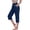 Navy, variant on Girls Athletic Leggings Kids Active Yoga Dance Capri Pants Middle Waist with Side Pockets