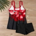 thumbnail image 2 of Jinhomg Beach Tankini Swim Sets for Women 2 Piece Elegant Boho Floral Print Bathing Suits Lightweight Comfy Sleeveless Tank Tops with Boyshorts Sales Today Clearance Women Red S, 2 of 4