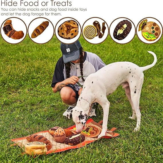 Raisingwell Snuffle Mat for Dogs Cats with Bakery Theme Sniffing Mat 31.8 x 16.9 inches for Large Breed, Interactive Dog Puzzle Toy & Enrichment Toys for Dog Stress Relief (Bakery)