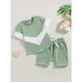 thumbnail image 3 of Wassery Toddler Baby Boy Summer Clothes 2pcs Contrast Color Short Sleeve T-shirt and Elastic Casual Shorts Set 0-3T, 3 of 8