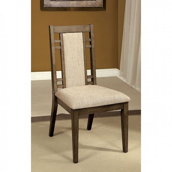 Saltoro Sherpi Eris I Transitional Side Chair With fabric, Gray Finish, Set of 2
