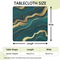 thumbnail image 2 of Teal Gold Wave Marble Pattern Square Fitted Tablecloth with Elastic Edge,Square Table Cover,Washable Elastic Table Cover for Home Kitchen Party Decor 36"x36", 2 of 6