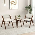 thumbnail image 2 of Gymax Set of 2 Dining Chairs Folding Kitchen Chair w/ Rubber Wood Legs Padded Seat Walnut & Beige, 2 of 9