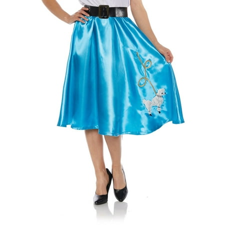 Turquoise Satin Womens Adult Costume 50S Sock Hop Poodle Skirt
