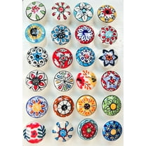 25 PC of Assorted Cabinet Ceramic Knobs | Colorful Knobs | Drawer Closet Dresser Wardrobe Furniture Door| Nuts & Bolts Included