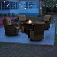thumbnail image 2 of Gymojoy 5-Piece Patio Furniture Set with Rectangular Fire Pit Table, Swivel Rocking Chairs, Outdoor High Back Wicker Rattan Conversation Set with 4-inch Gray Cushions, 2 of 16
