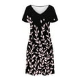 thumbnail image 4 of YuXingFu Plus Size Women's Dress formal Dresses - Floral, V-Neck, Short Sleeve, Midi for Summer Pink S, 4 of 8