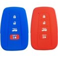 thumbnail image 1 of 2 uds., 4 botones, funda para llave, funda de piel Fob, carcasa de chaqueta de entrada remota sin llave para 2019 2020 2021 Toyota Highlander Camry Avalon C-HR Prius Corolla JAMW Sencillez, 1 of 4