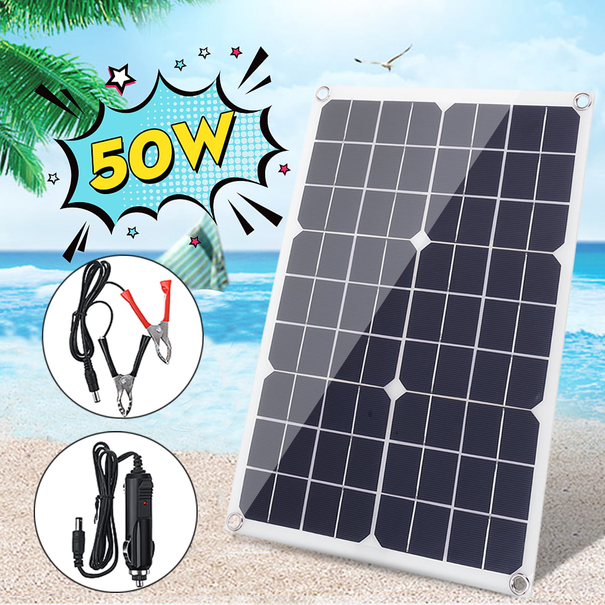 Solar Panel 50W New Flexible Polycrystalline Solar Panel Outdoor Durable Waterproof and Durable 