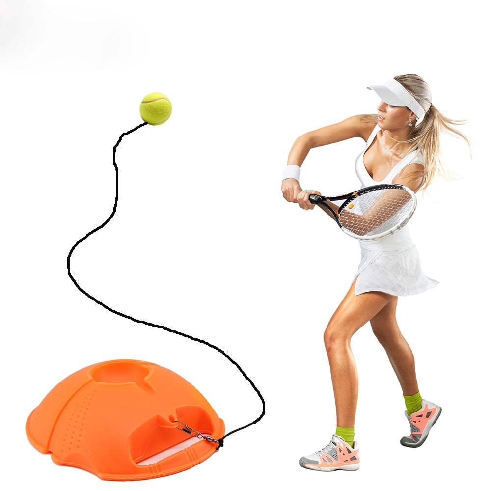 Tennis trainer training ball base set holder with a rope for solo training 