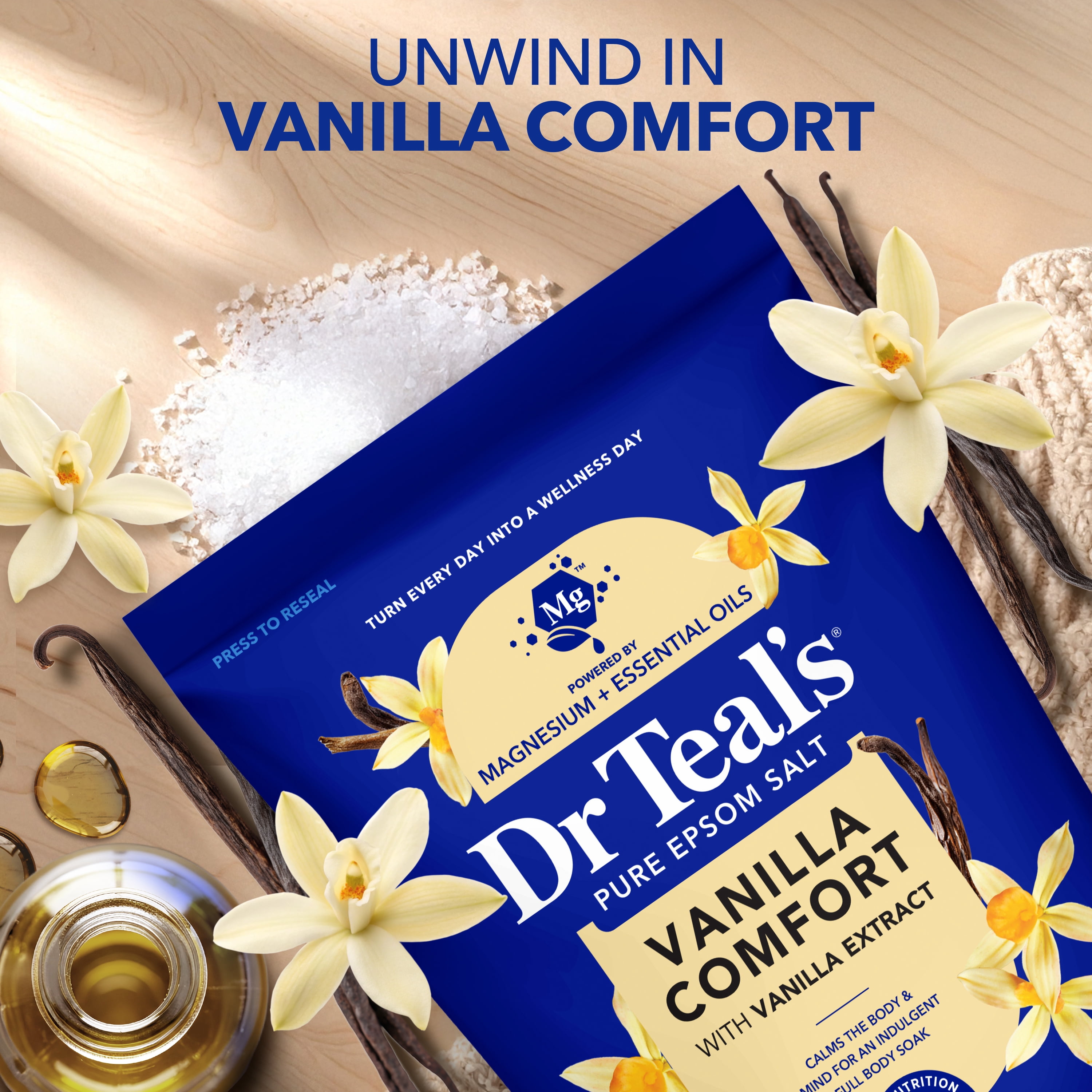 Dr Teal's Epsom Salt Magnesium Soak, Vanilla Comfort, 7 lbs