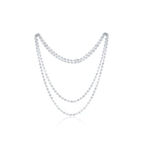 Diana M Custom 18 K White Gold, 55" Bezel Set Diamond Necklace Featuring 2 Layers Of 49.50 Cts Round Diamonds 166 Stones 0.30 Each Fg Color Si Clarity. Excellent Cut.