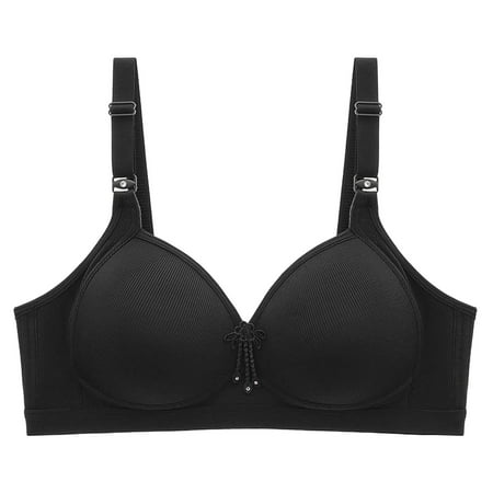 

Fabiurt Women s Bra Women s And Comfortable New Smooth And Steel Rimless Style Comfortable Soft Bra For Middle And Old Age Black