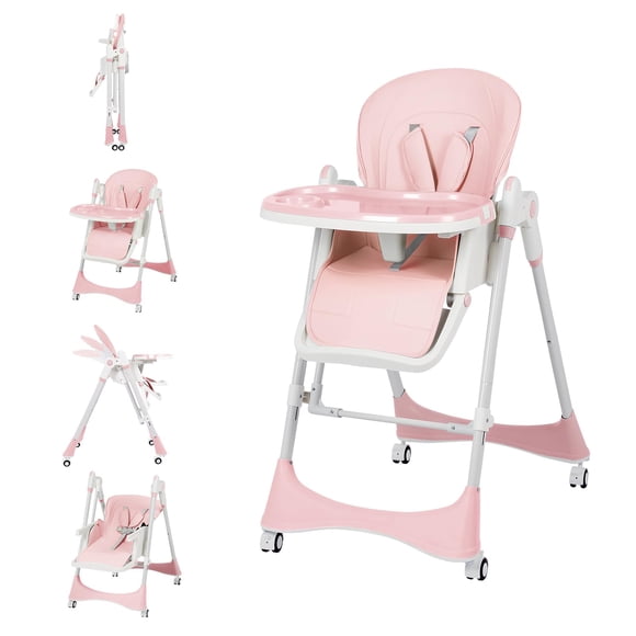Silla Alta para Bebé FAHKNS 6 en 1 Plegable y Ajustable Rosa