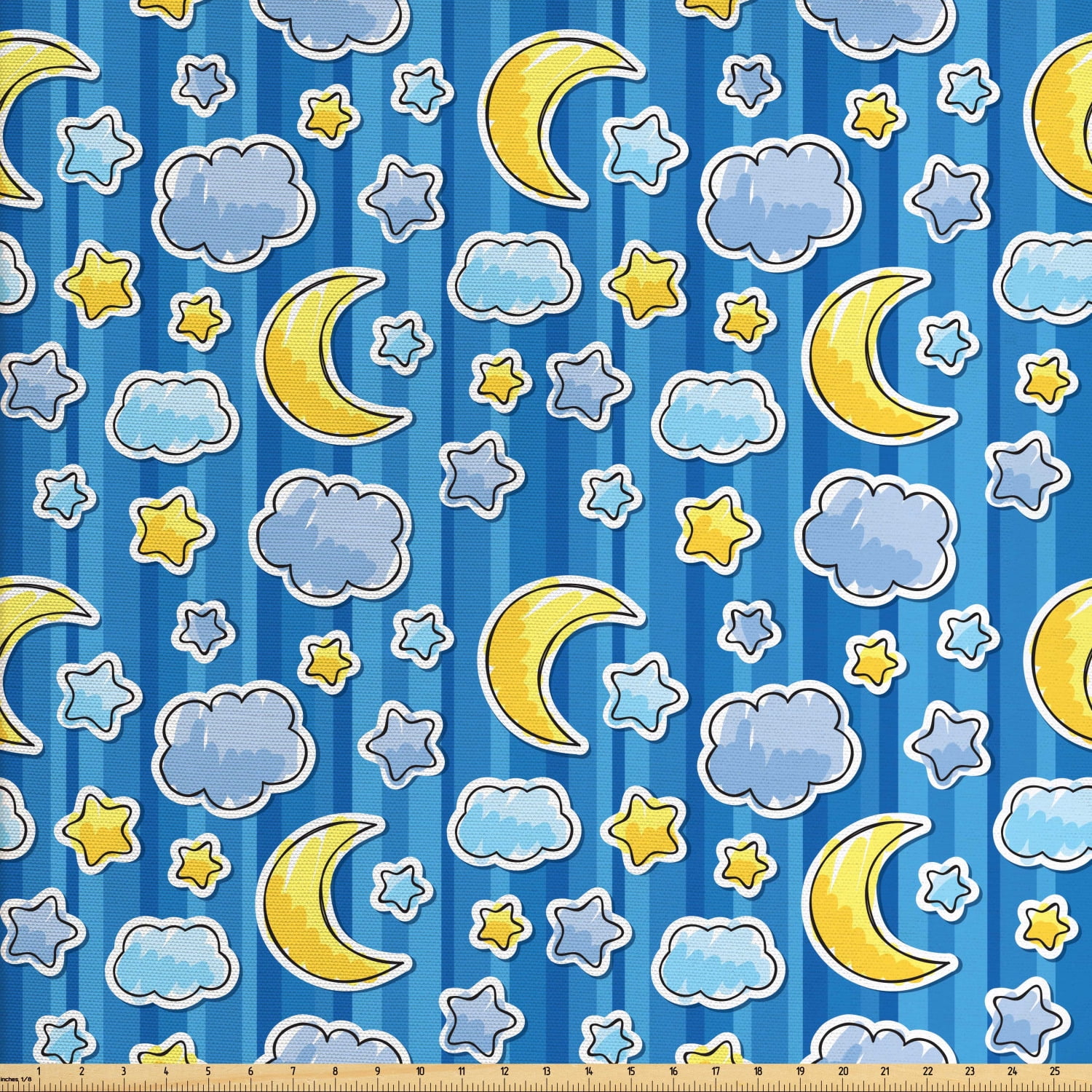 Baby Fabric by The Yard, Abstract Skyline with Stars Clouds and