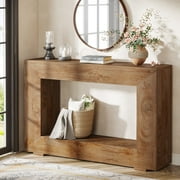Finmind Farmhouse Console Table, 47-Inch Wood Storage Entryway Accent Table, Brown