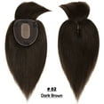 thumbnail image 2 of Benehair Real Hair Clip In Extensions Clip In Hairpiece Silk Base Topper Toupee With Bang Wiglet Top 100% Remy Human Hair Piece Crown 13cm*15cm Brown 6"-22", 2 of 11