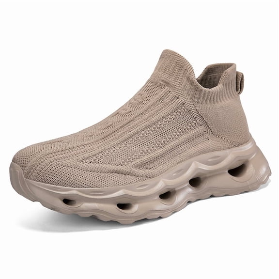 PLERISE Unisex Thick-Soled Breathable Knit Slip-On Sock Sneakers, Lightweight PVC Upper with Height Boost, Comfortable Casual Shoes for Everyday Wear and Travel