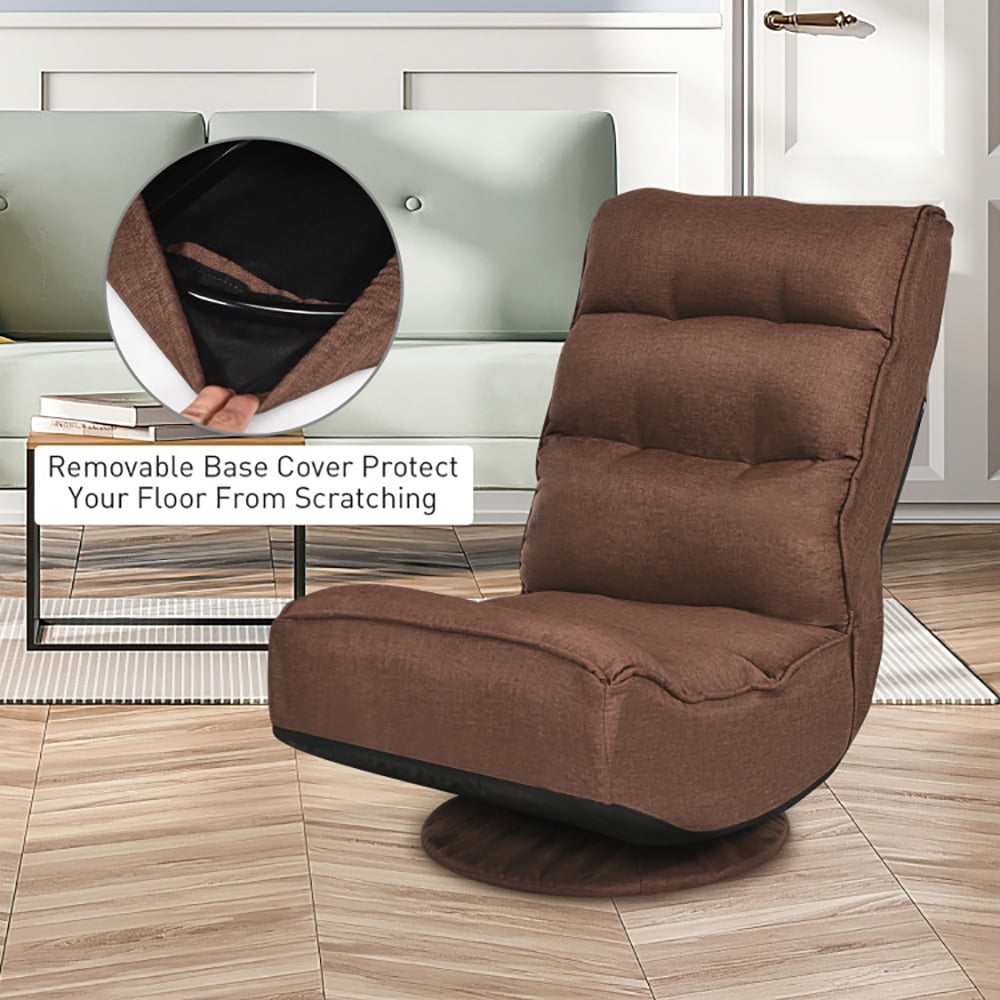 Finihen 360 Degree Swivel Floor Chair, 5-Position Folding Floor Gaming Chair, Lazy Lounge Chair for Relaxing Reading Gaming TV Watching, Rustic Brown Finihen 360 Degree Swivel Floor Chair, 5-Position Folding Floor Gaming Chair, Lazy Lounge Chair for Relaxing Reading Gaming TV Watching, Rustic Brown