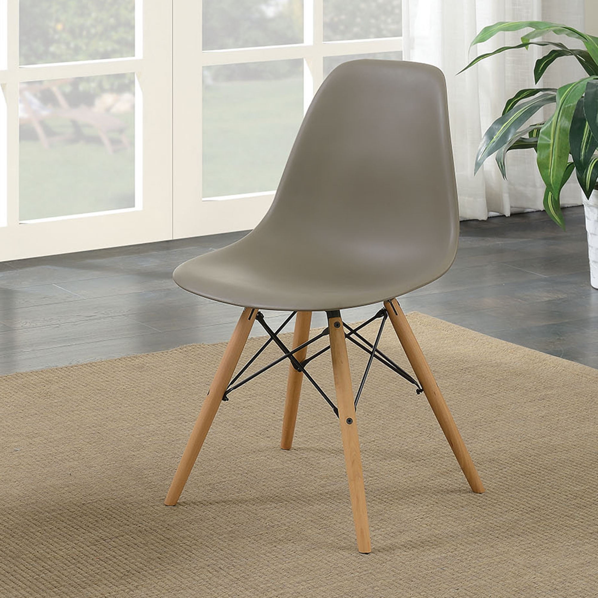 Furniture of America Shego II Modern Plastic Accent Chairs - Set of 2, Light Brown