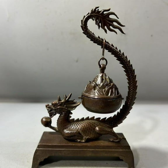 Vintage Hanging Incense Burner Alloy Dragon Backflow Holder Chinese Style Aromatherapy Decor for Home
