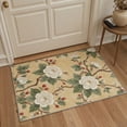 thumbnail image 2 of DEORAB 2.5x10 Area Rugs Machine Washable Low Pile Non Slip Runner for Hallway, Laundry Room, Bedroom, Bathroom, White Peony Print Pattern Lightweight Indoor Carpet, Warm Beige, 2 of 6